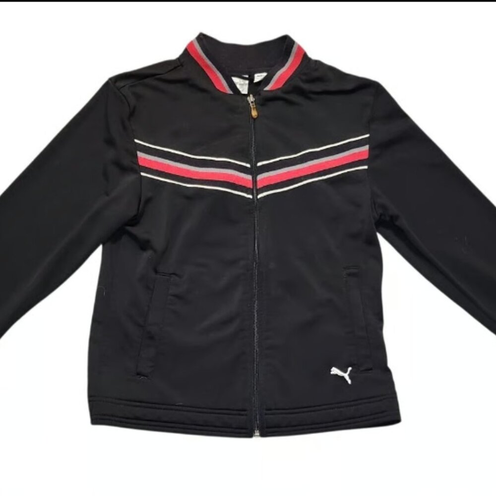 PUMA Women's Retro Style Track Jacket Juniors Size 1 XS/S Black Red 2003